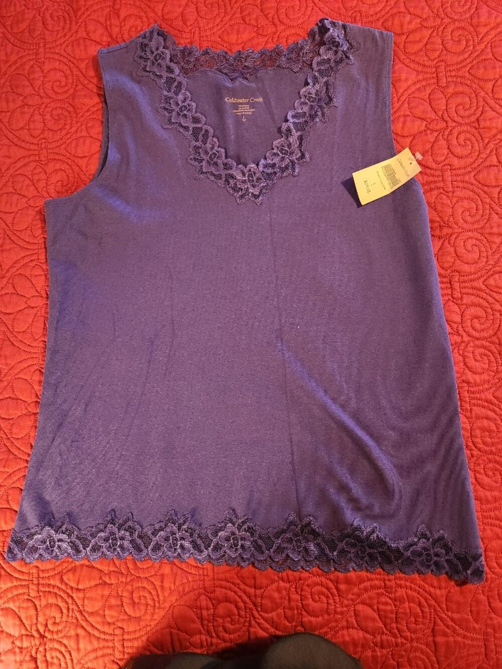 Coldwater Creek sleeveless lace top L NWT